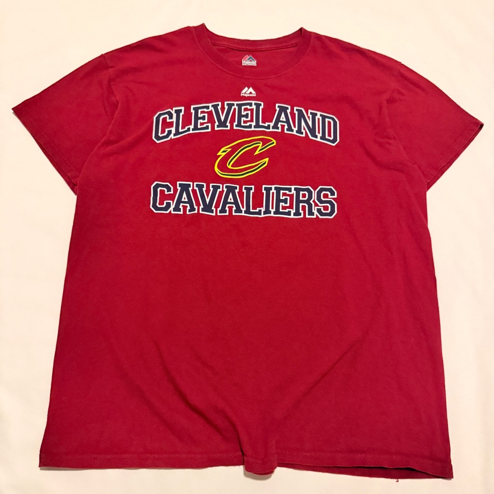 Majestic Cleveland Cavaliers T-Shirt Men Large Red NBA Basketball Graphic Tee